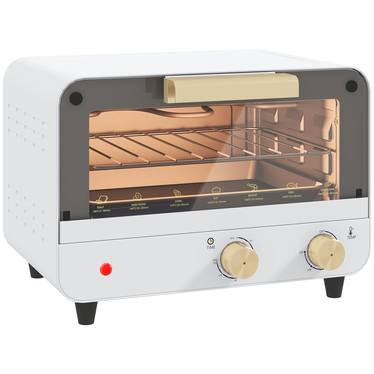 Fornetto Elettrico 12 L con Timer Bianco e Oro