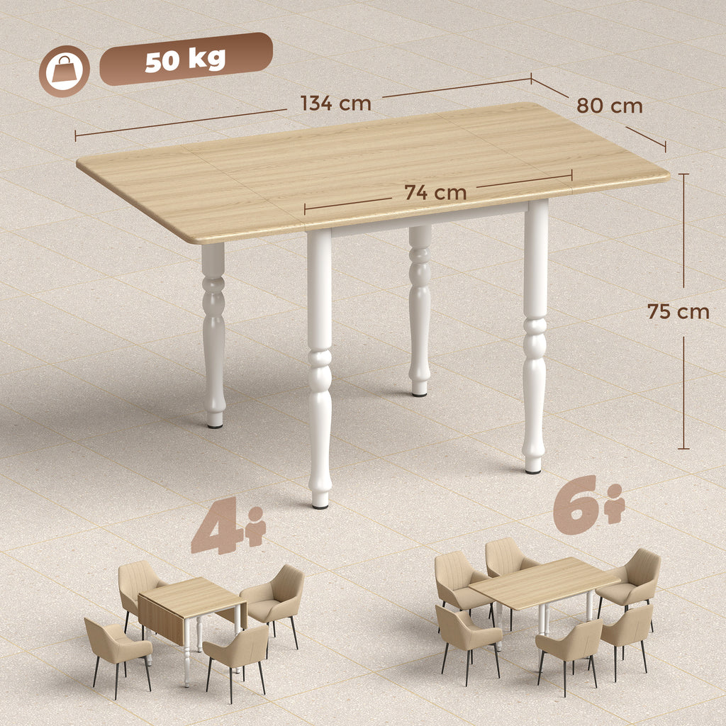 Tavolo da Pranzo Pieghevole con 2 Ribalte per 4-6 Persone