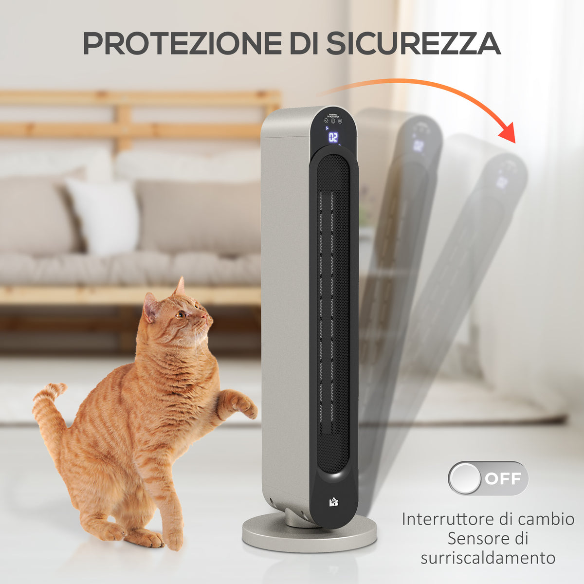 Stufa Elettrica Oscillante 3 Modalità con Telecomando