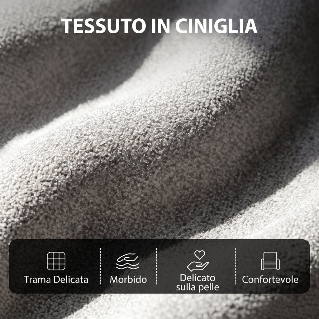 Poltrona Relax Massaggiante Reclinabile Manuale 160° in Ciniglia Grigio Chiaro