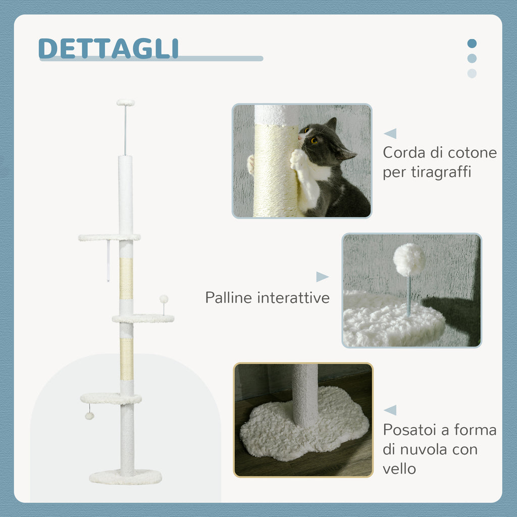 Albero per Gatti a Soffitto Regolabile con Tiragraffi