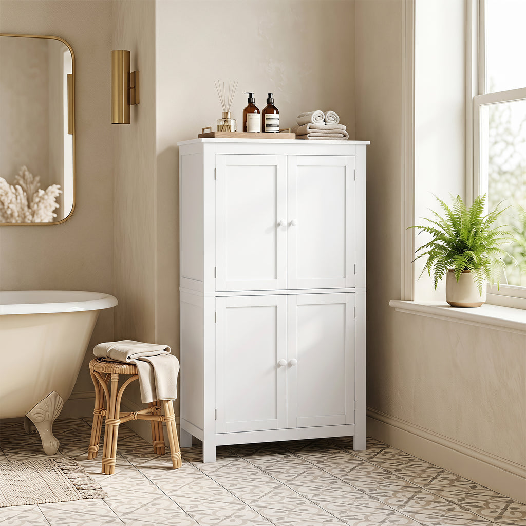 Mobile Bagno Bianco con 4 Ante e Ripiani Regol