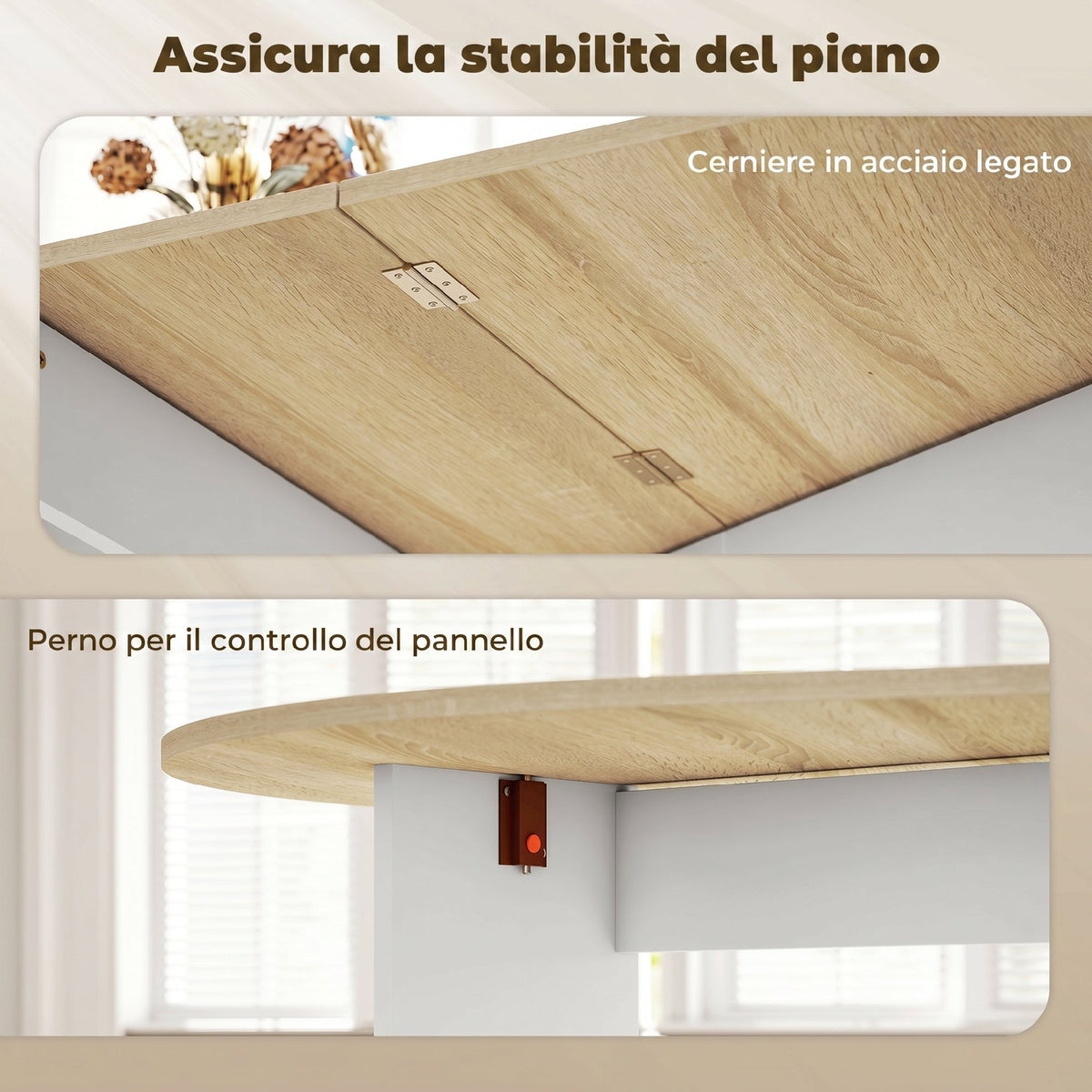 Tavolo da Cucina Ovale Pieghevole con Ali