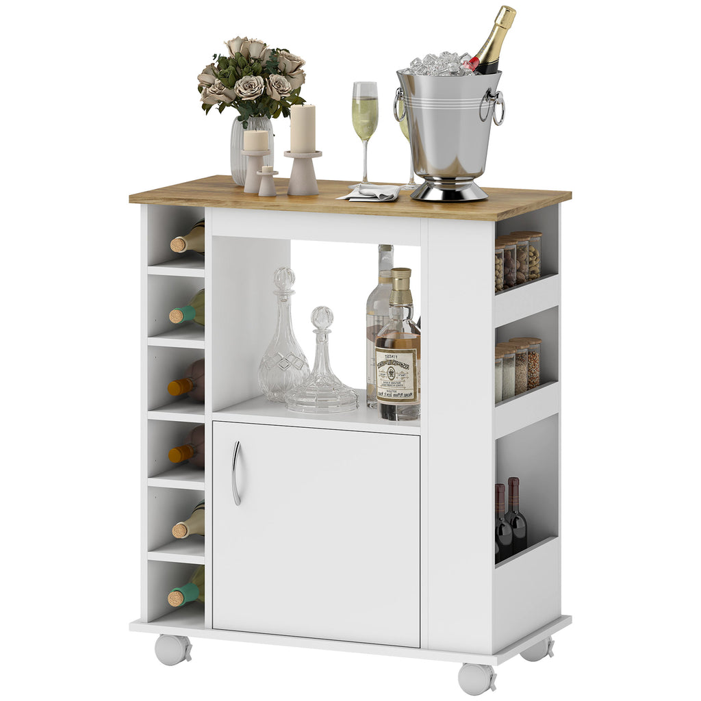 Carrello da Cucina con Armadietto e Ripiani Regolabili