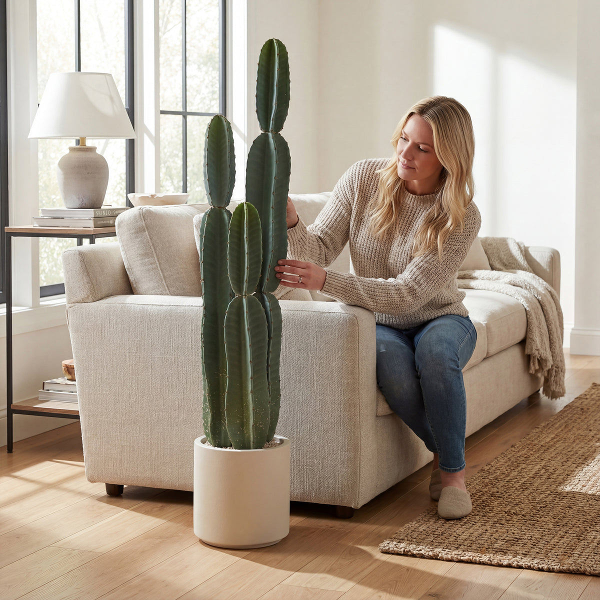 Pianta Artificiale Cactus Grande 111 cm con Vaso