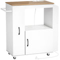 Carrello da Cucina Bianco con Presa di Corrente