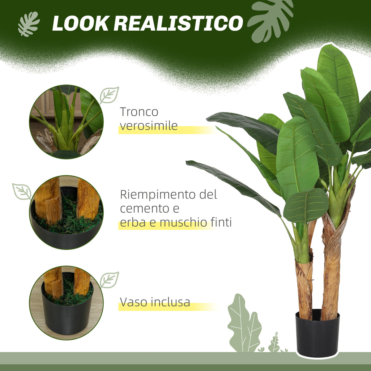 Pianta Artificiale di Banano da Interno 120 cm