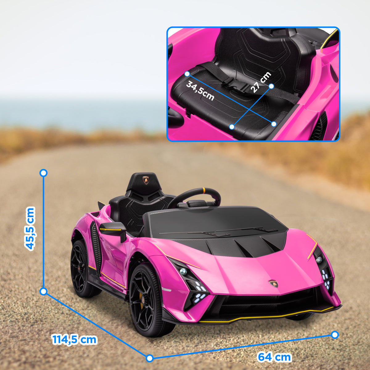 Auto Elettrica Lamborghini Rosa 12V per Bambini