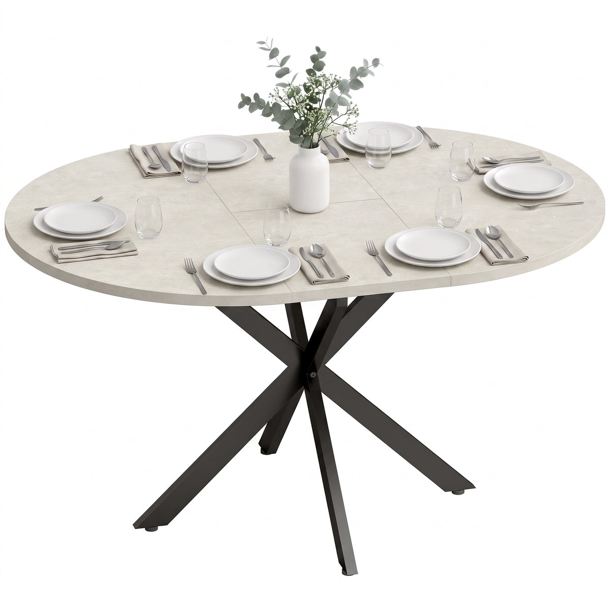 Tavolo da Pranzo Allungabile 4-6 Posti Grigio Cemento