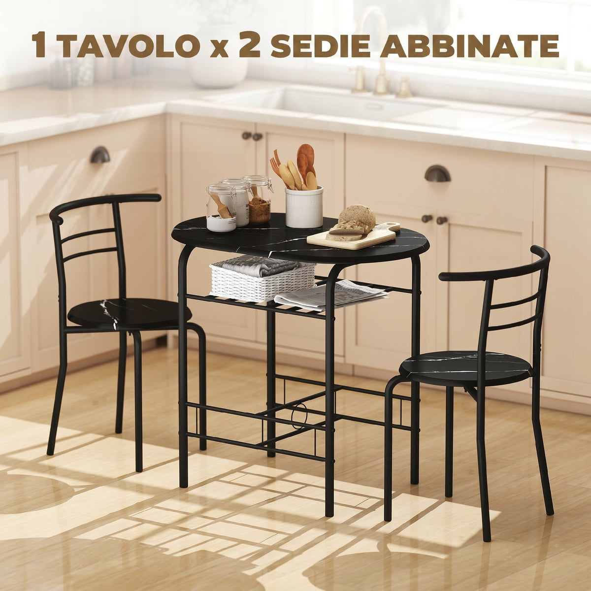 Set Tavolo e 2 Sedie Salvaspazio per Cucina e Balcone