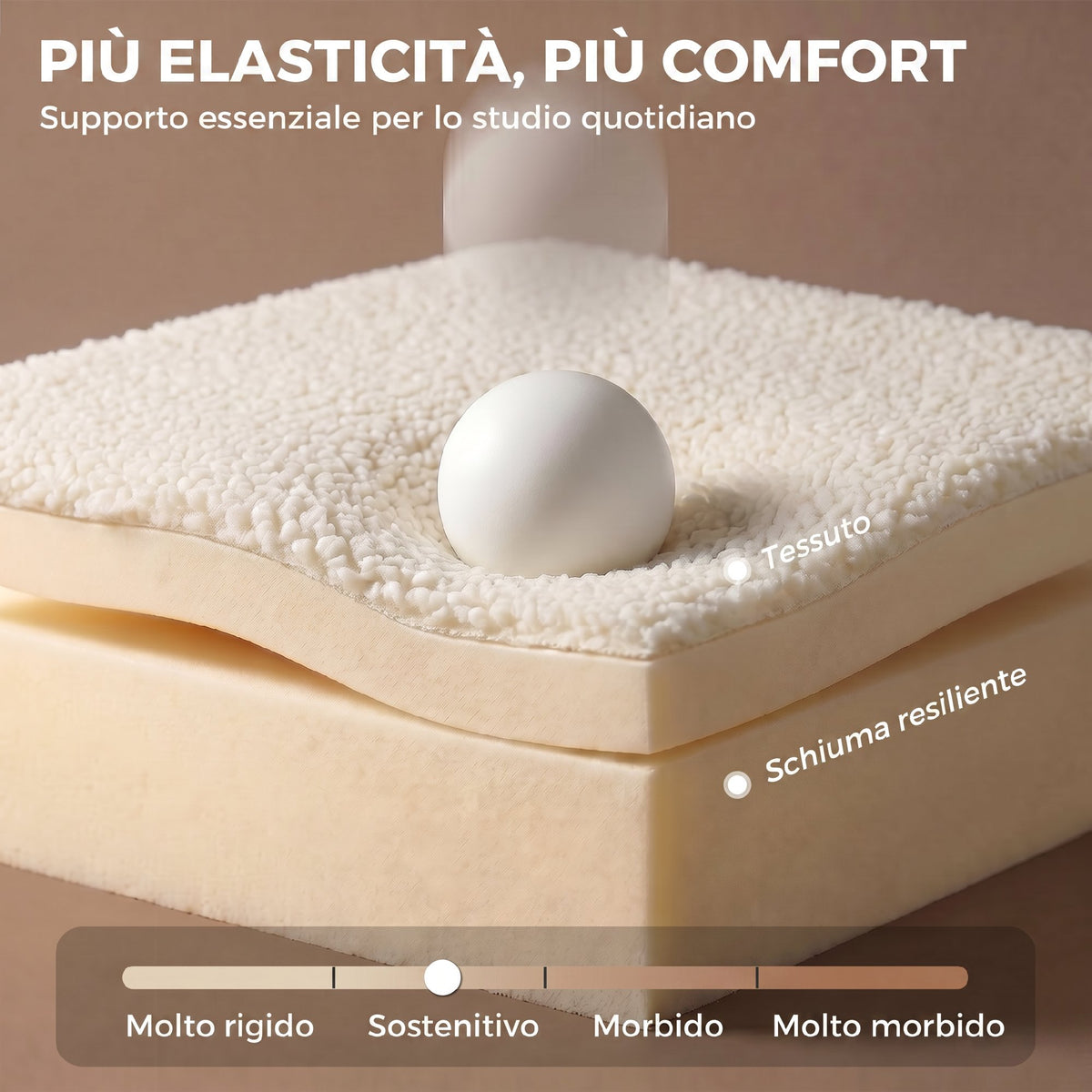 Sedia Girevole in Sherpa Crema con Altezza Regolabile
