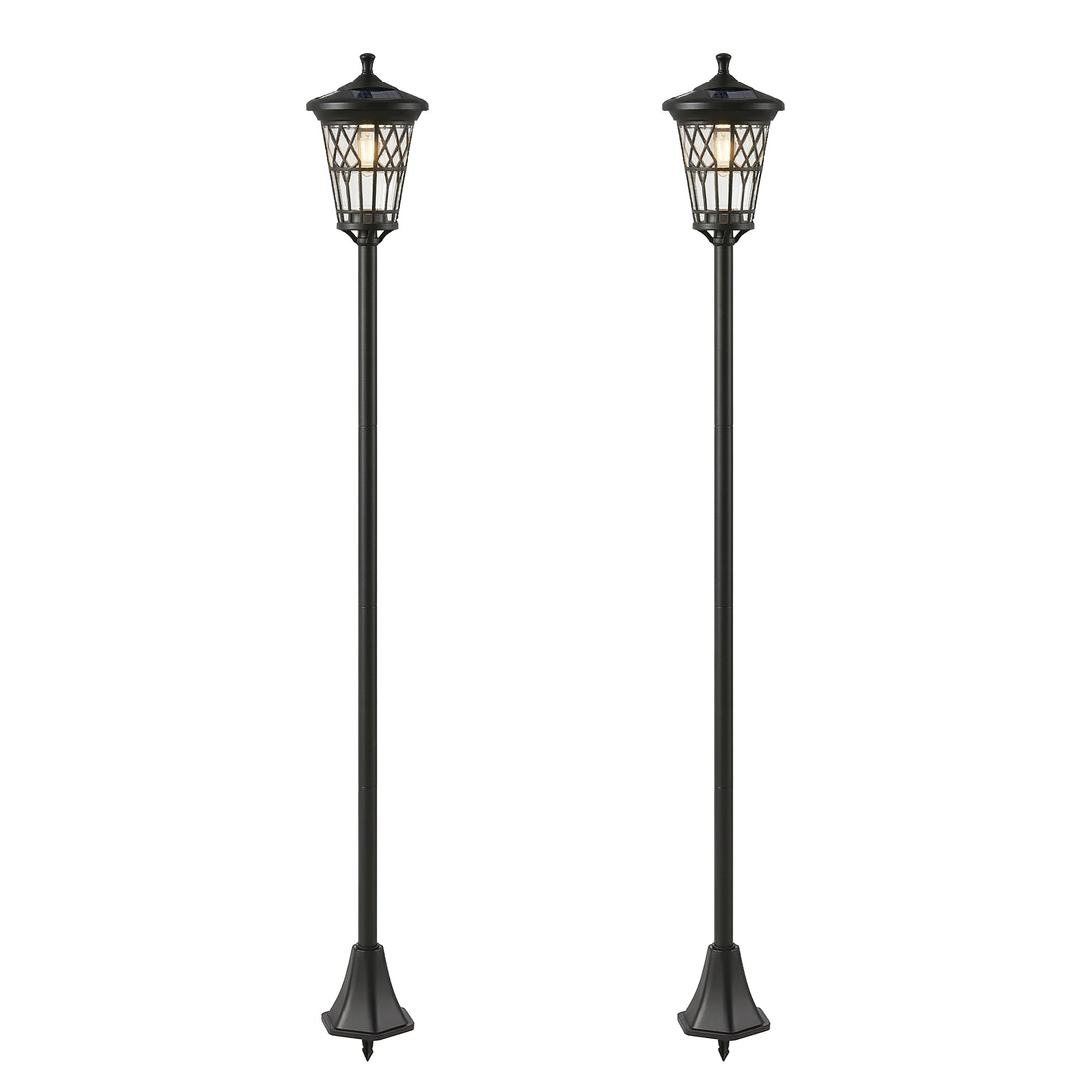 Set 2 Lampioni Solari da Giardino con 2 LED e Accensione Automatica