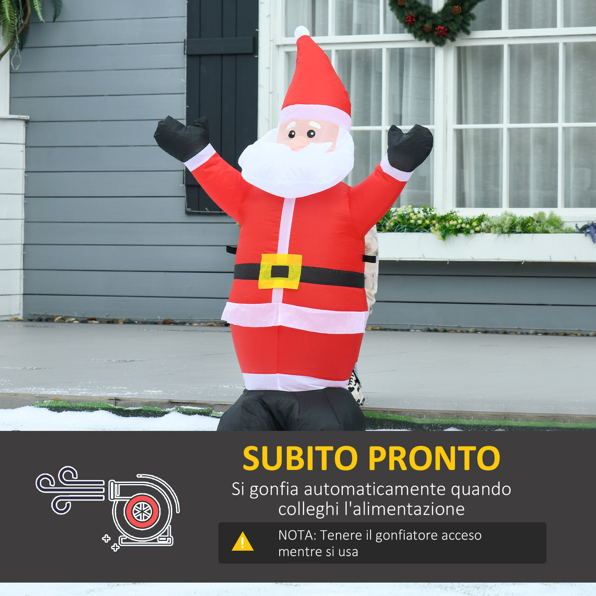 Babbo Natale Gonfiabile Luminoso con Luci LED 120 cm