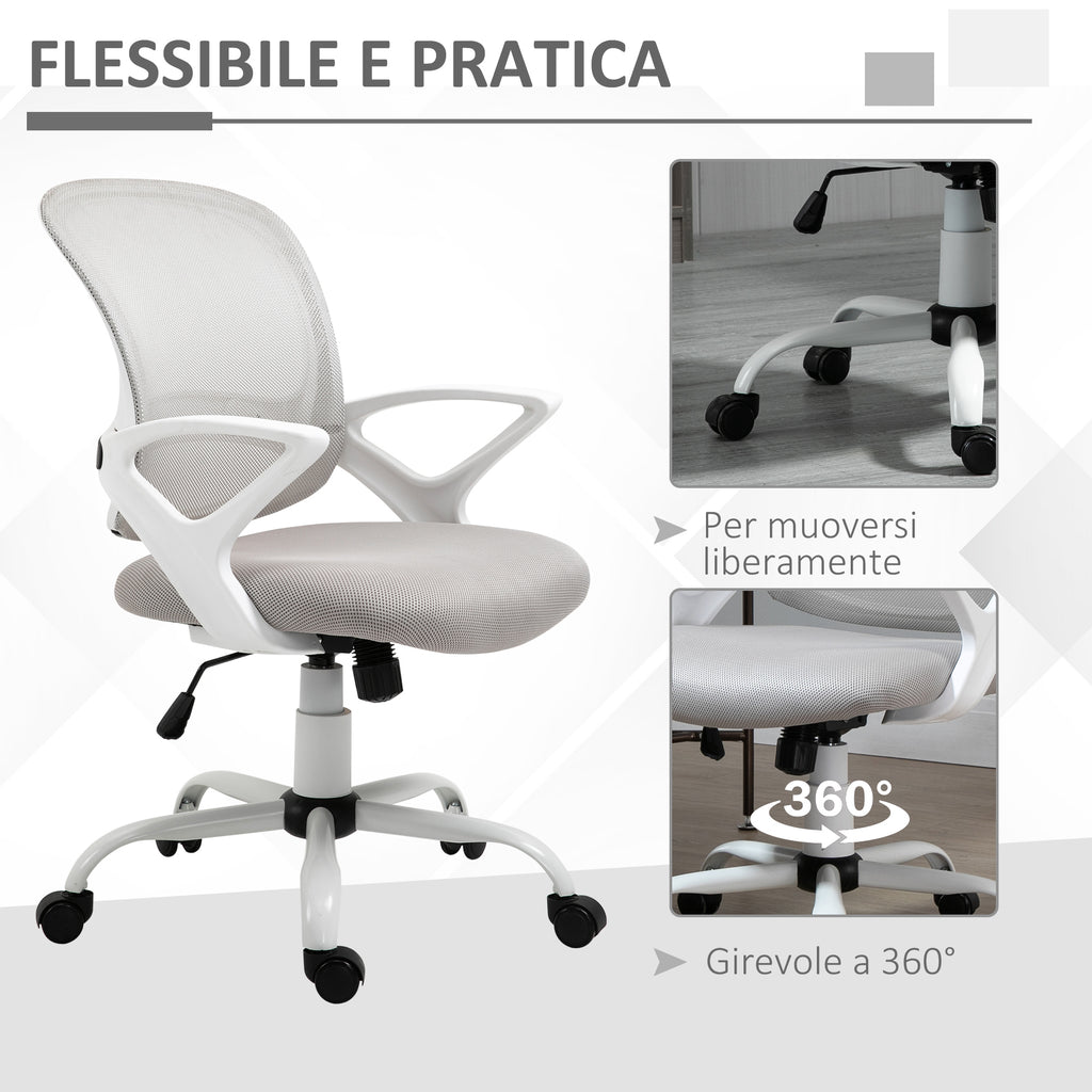 Sedia Ergonomica da Ufficio Grigia in Rete Regolabile