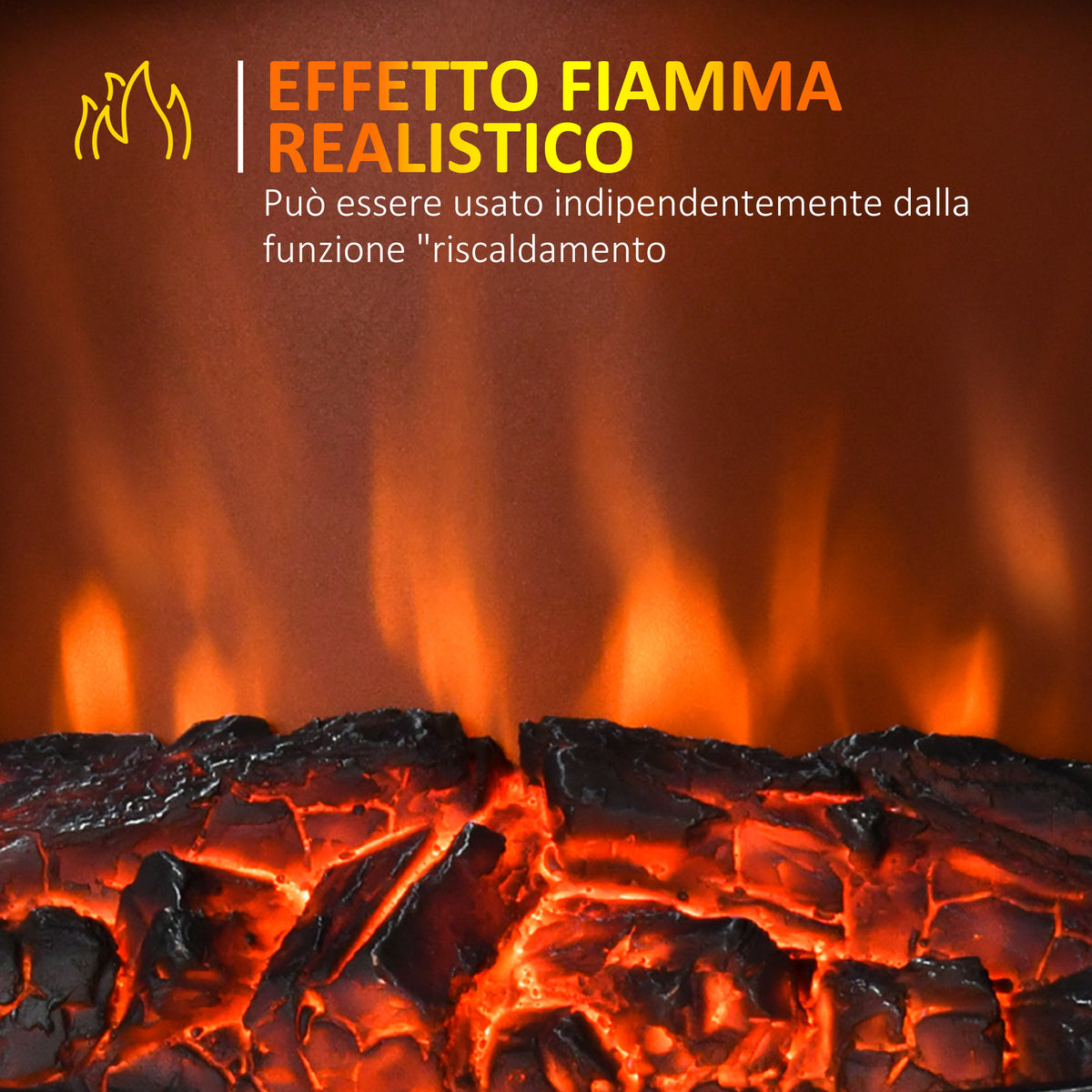 Camino Elettrico Retrò con Fiamma Regolabile 2000W