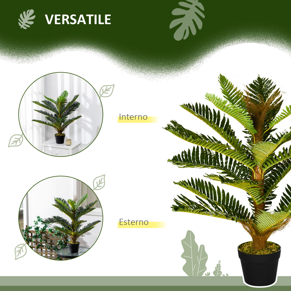 Pianta Artificiale Palma da 85 cm con Vaso