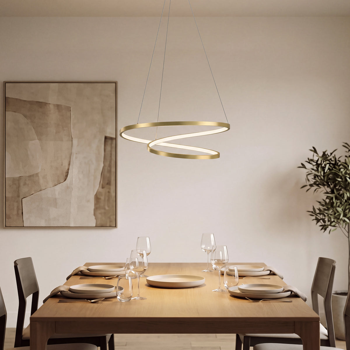 Lampada Sospensione LED Oro con 2 Anelli