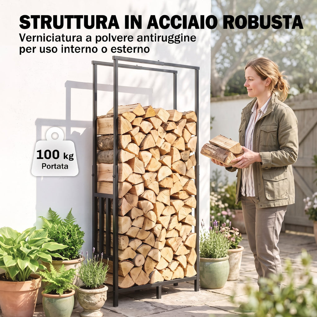 Portalegna Regolabile in Acciaio con Base Rialzata