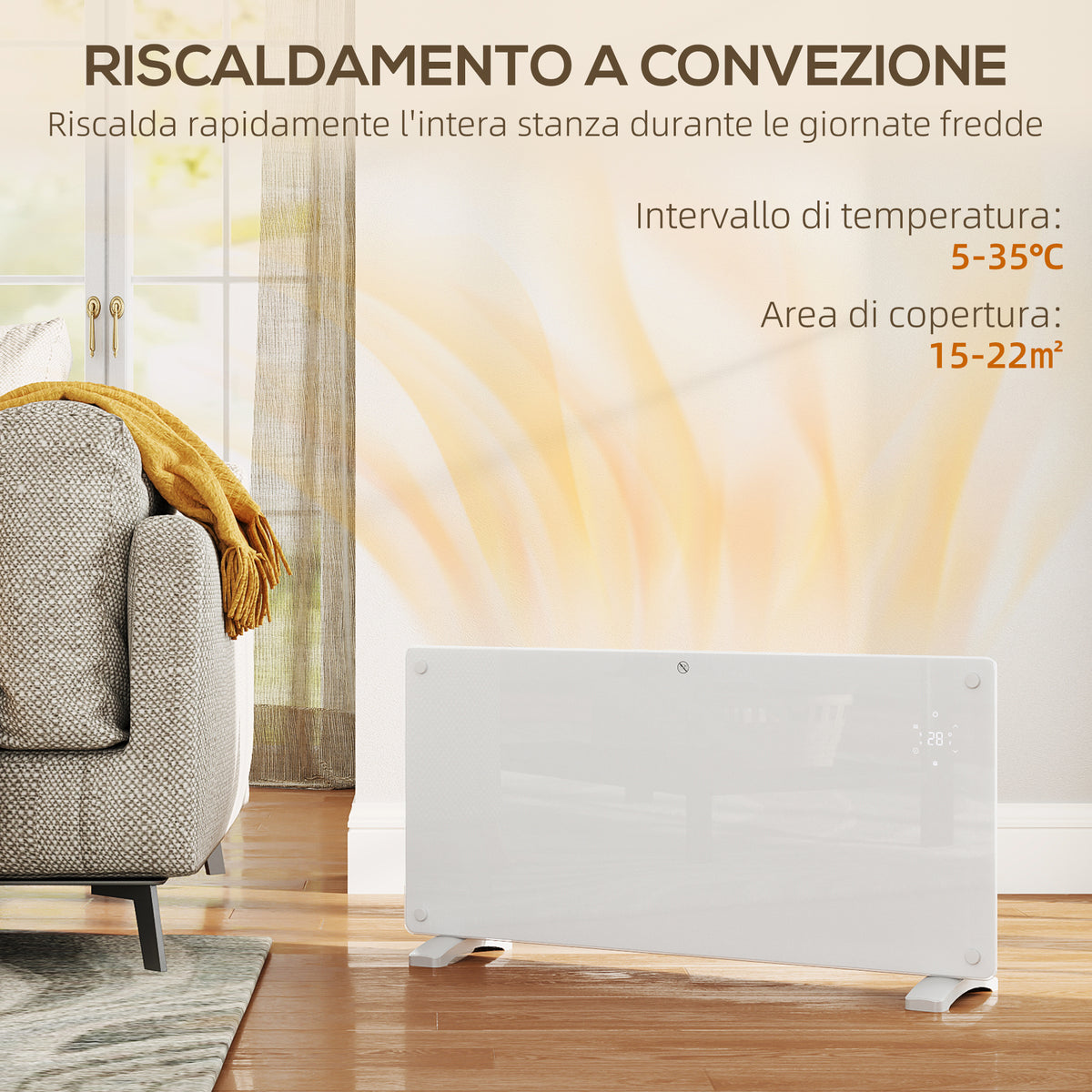 Riscaldatore a Convezione 2000W con Timer e Telecomando