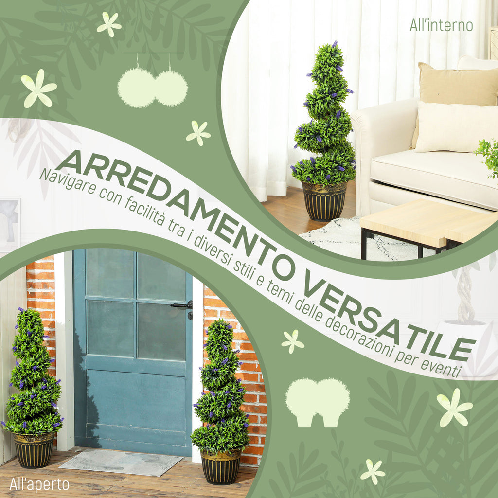 Set 2 Piante Artificiali a Spirale da 90 cm con Vaso