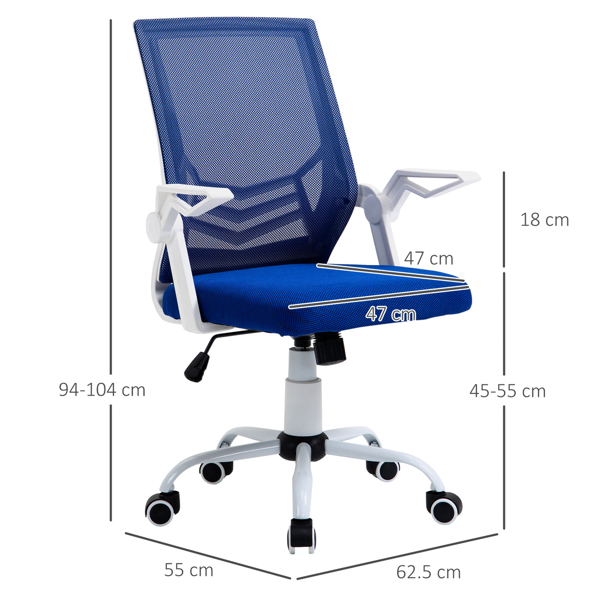 Sedia da Ufficio Ergonomica Blu con Supporto Lombare