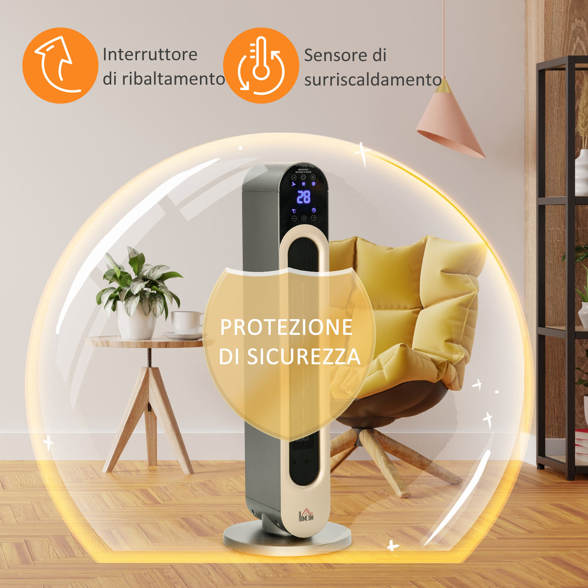Stufetta Elettrica a Colonna con 3 Modalità e Telecomando