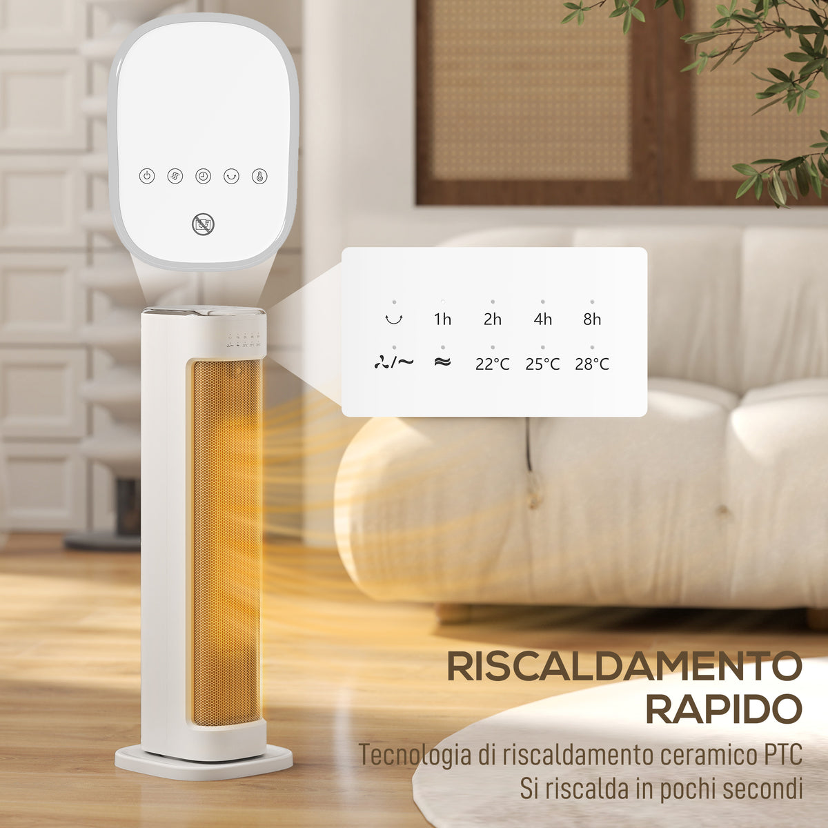 Termoventilatore Ceramico 2000W con Timer e Telecomando
