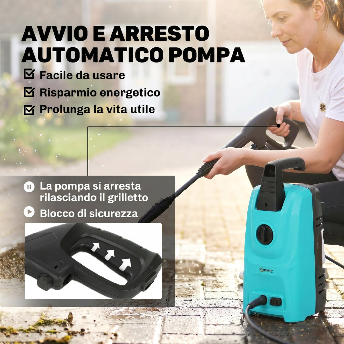 Idropulitrice Elettrica 1500W, 120 Bar con Tubo 6 m