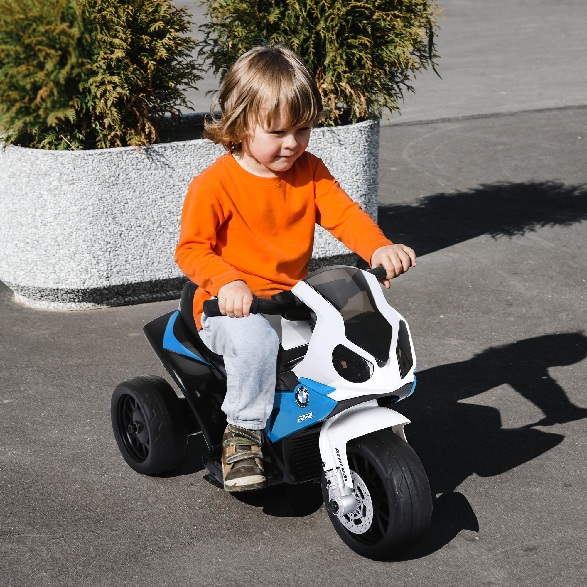 Moto Elettrica BMW S1000 RR a 3 Ruote 6V per Bambini Blu