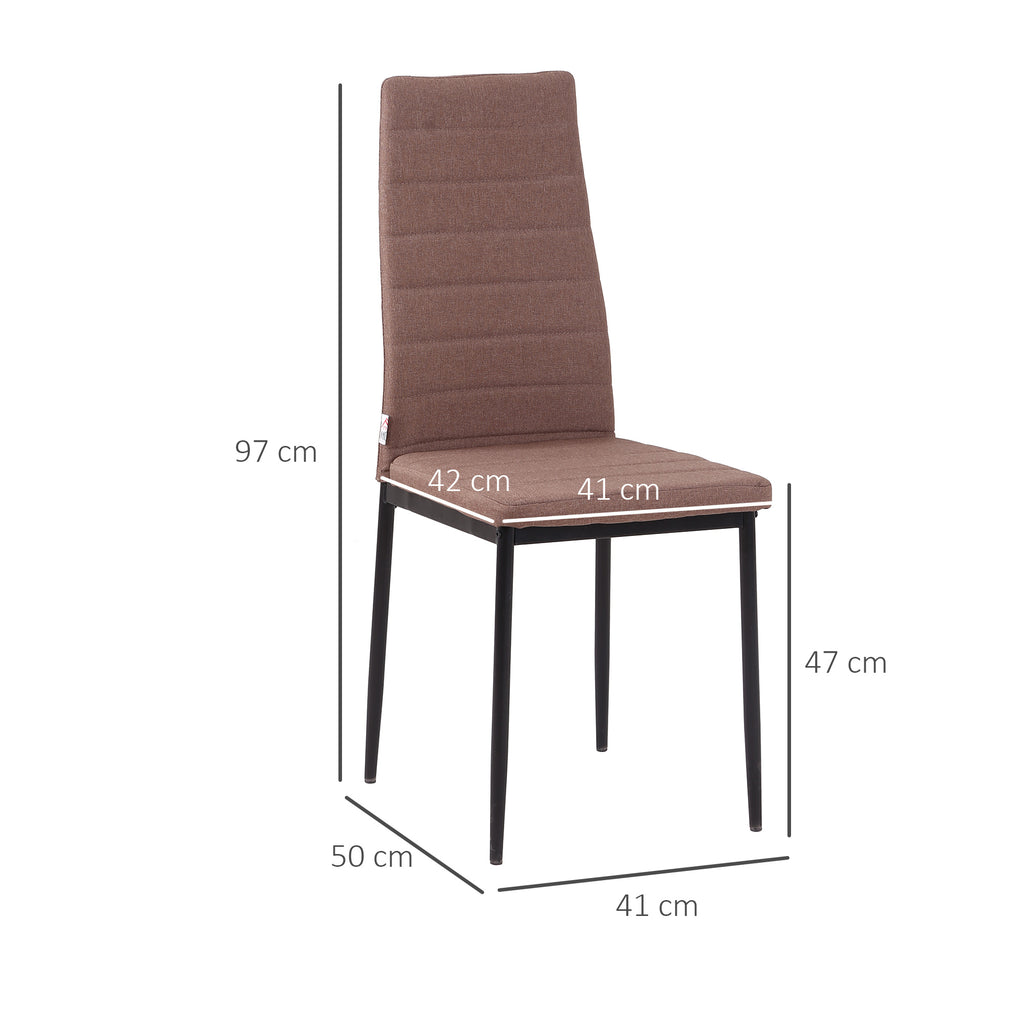 Set 4 Sedie Imbottite Moderne in Metallo e Tessuto Khaki