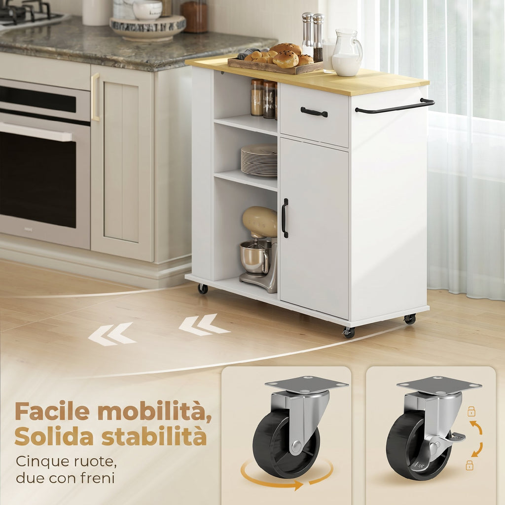 Mobile Cucina Bianco con Cassetto e Ripiano Regolabile