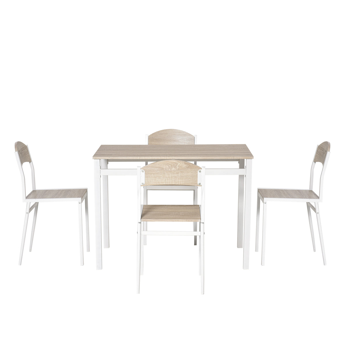 Set da Pranzo con Tavolo e 4 Sedie Bianchi