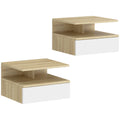 Set 2 Comodini Sospesi Rovere e Bianco