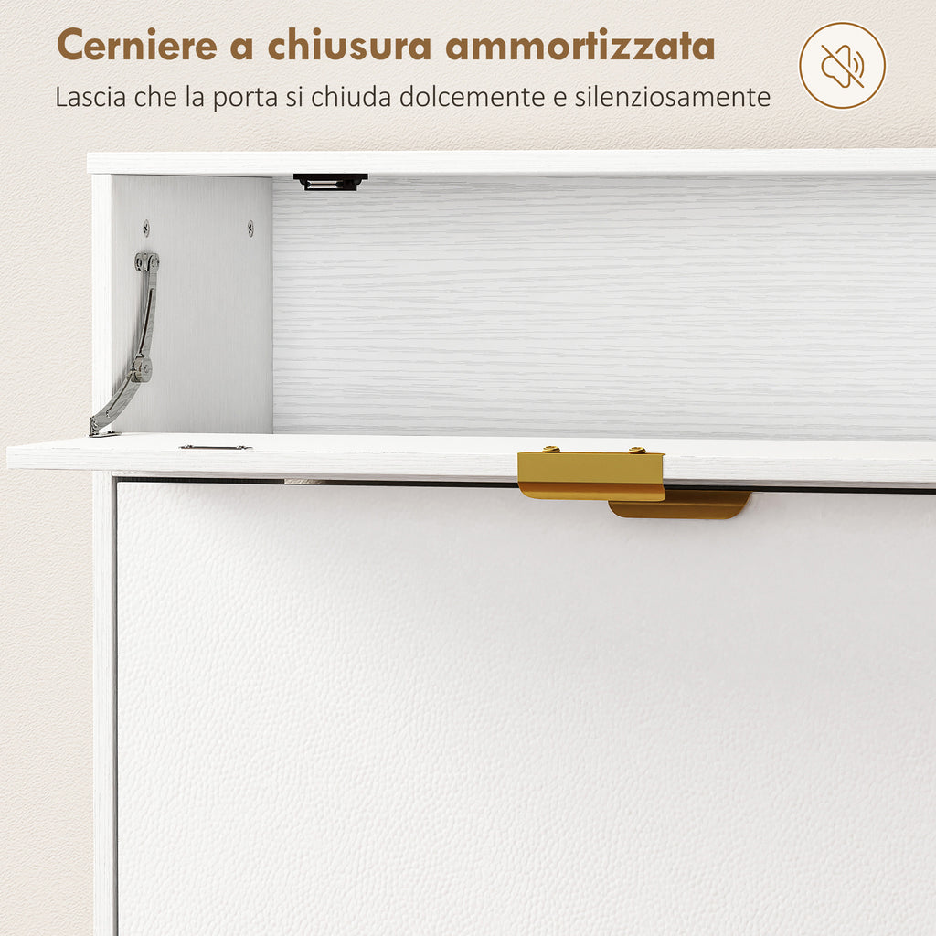 Scarpiera Bianca per 12 Paia con 2 Cassetti Ribaltabili