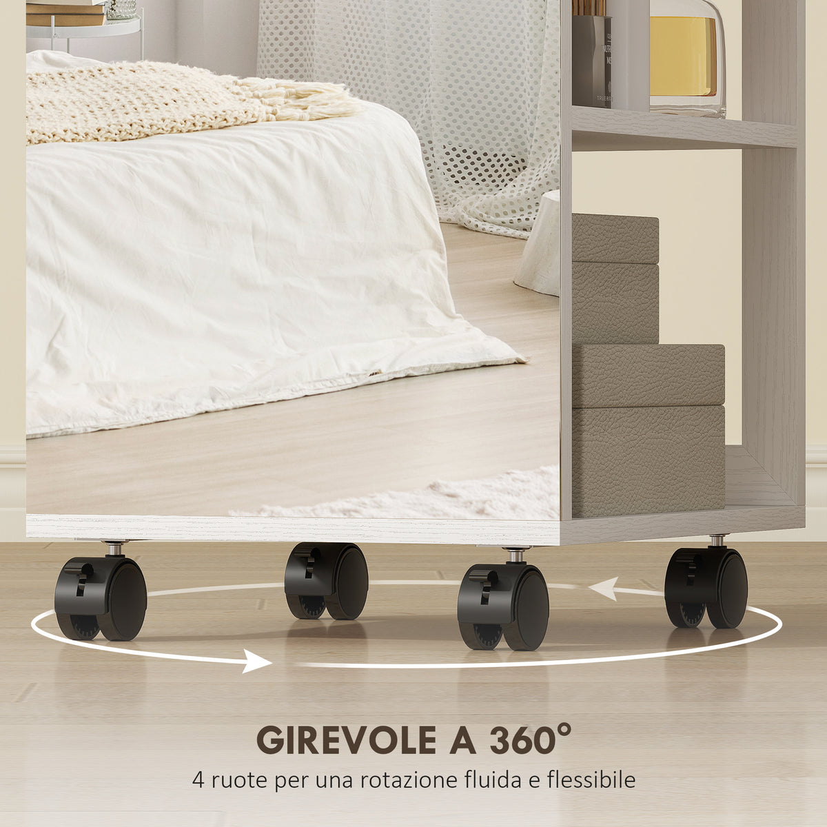 Armadio Portagioie Girevole 360° con Specchio LED