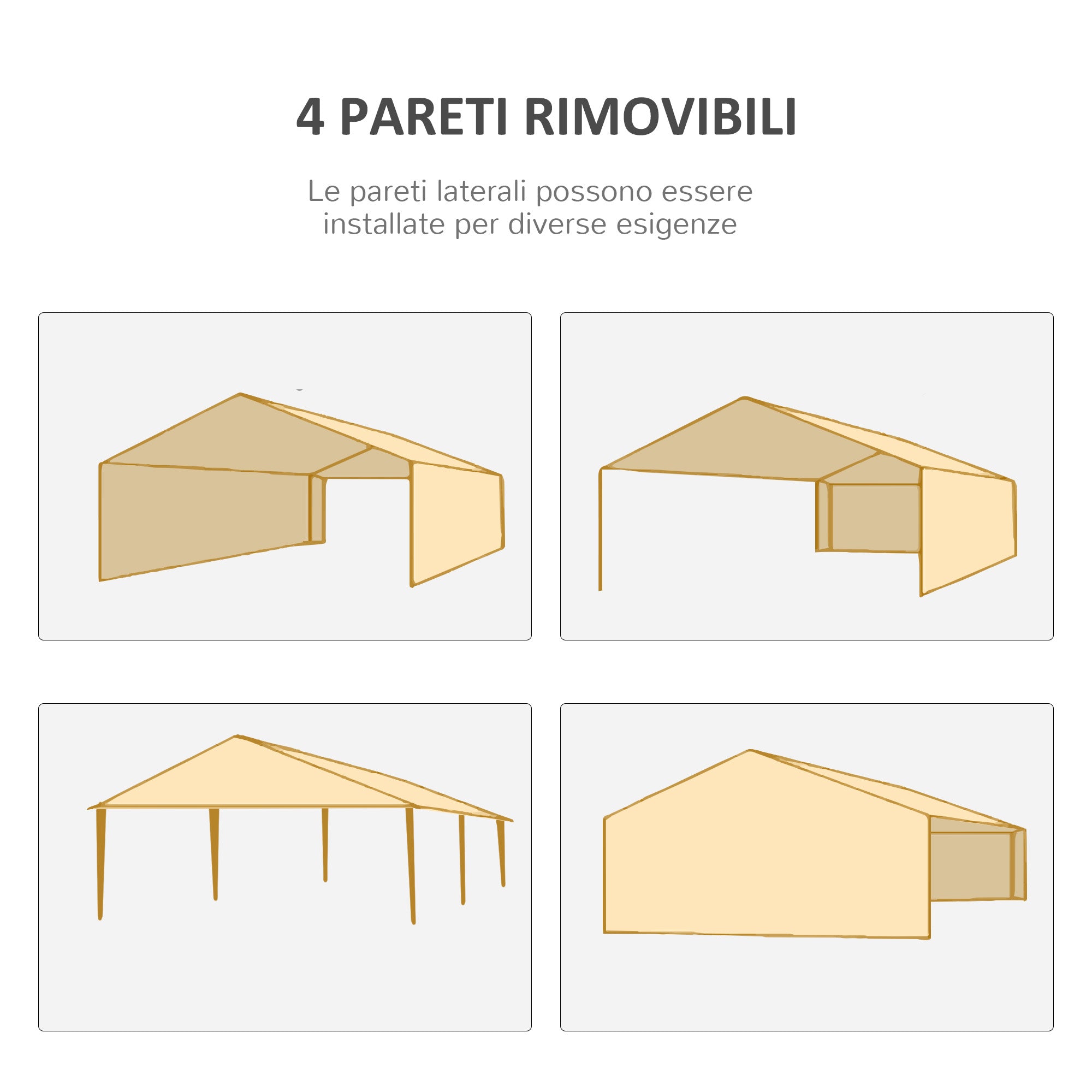 Gazebo da Giardino per Eventi 5,8 x 2,9 m con 4 Pareti Rimovibili e Finestre