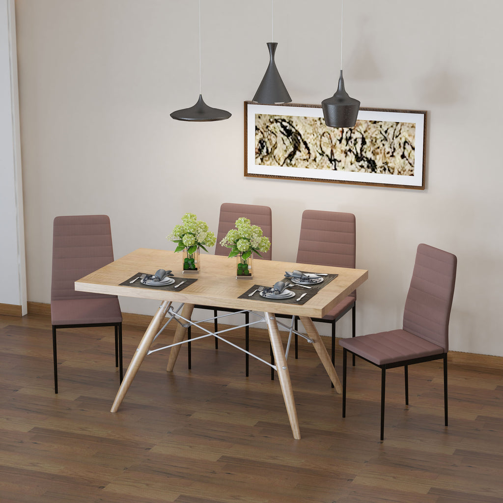 Set 4 Sedie Imbottite Moderne in Metallo e Tessuto Khaki