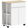Carrello da Cucina Bianco e Rovere con Cassetto