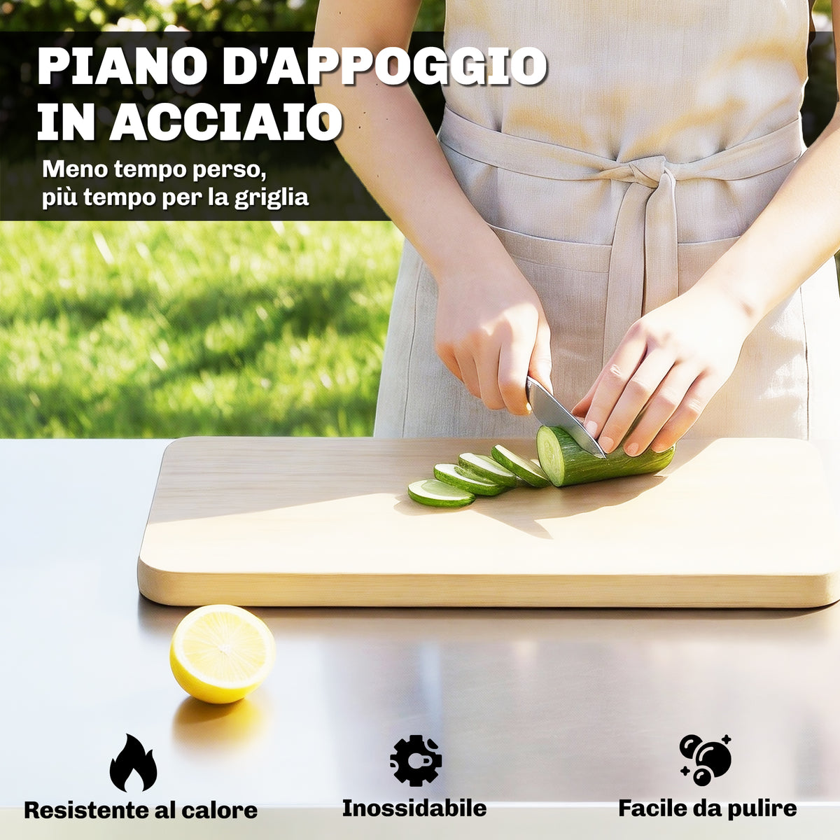 Carrello da Giardino a 3 Livelli con Piano Inox