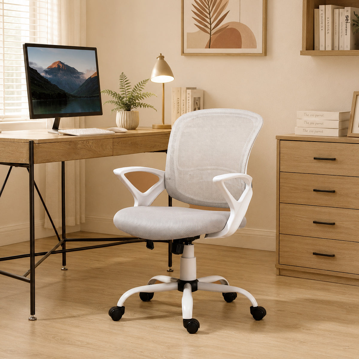 Sedia Ergonomica da Ufficio Grigia in Rete Regolabile