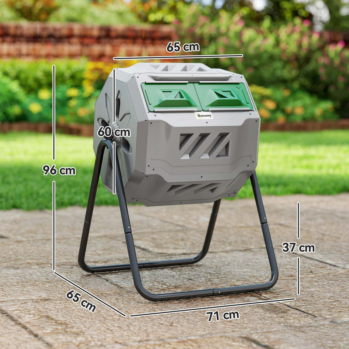 Compostiera da Giardino Girevole a 2 Sezioni