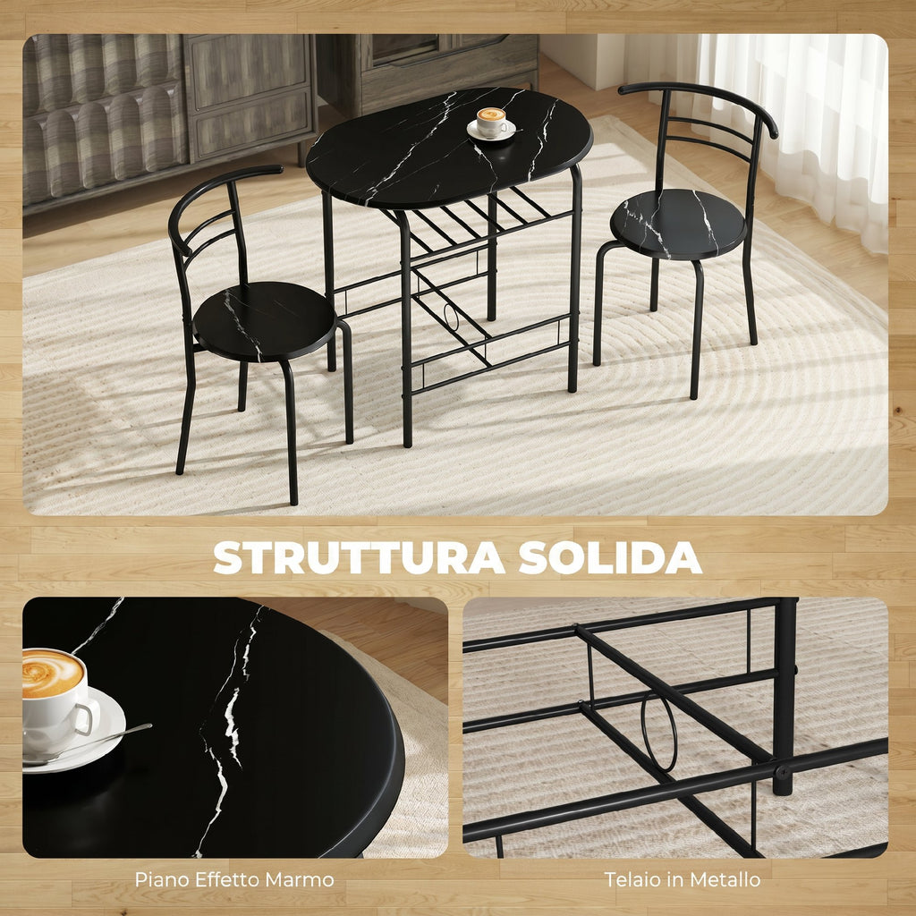 Set Tavolo e 2 Sedie Salvaspazio per Cucina e Balcone