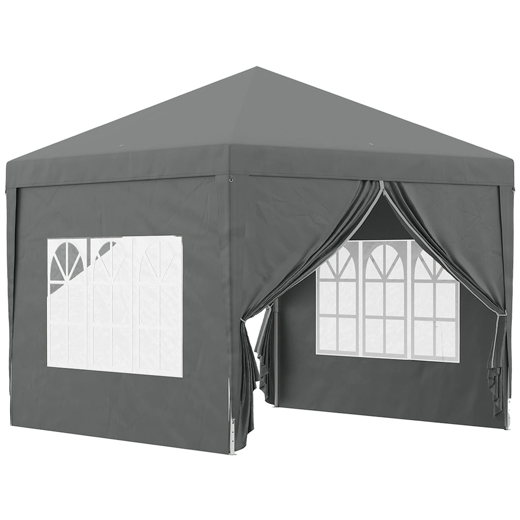 Gazebo Pieghevole da Esterno 3x3 m con 4 Pannelli Laterali Grigio