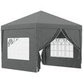 Gazebo Pieghevole da Esterno 3x3 m con 4 Pannelli Laterali Grigio
