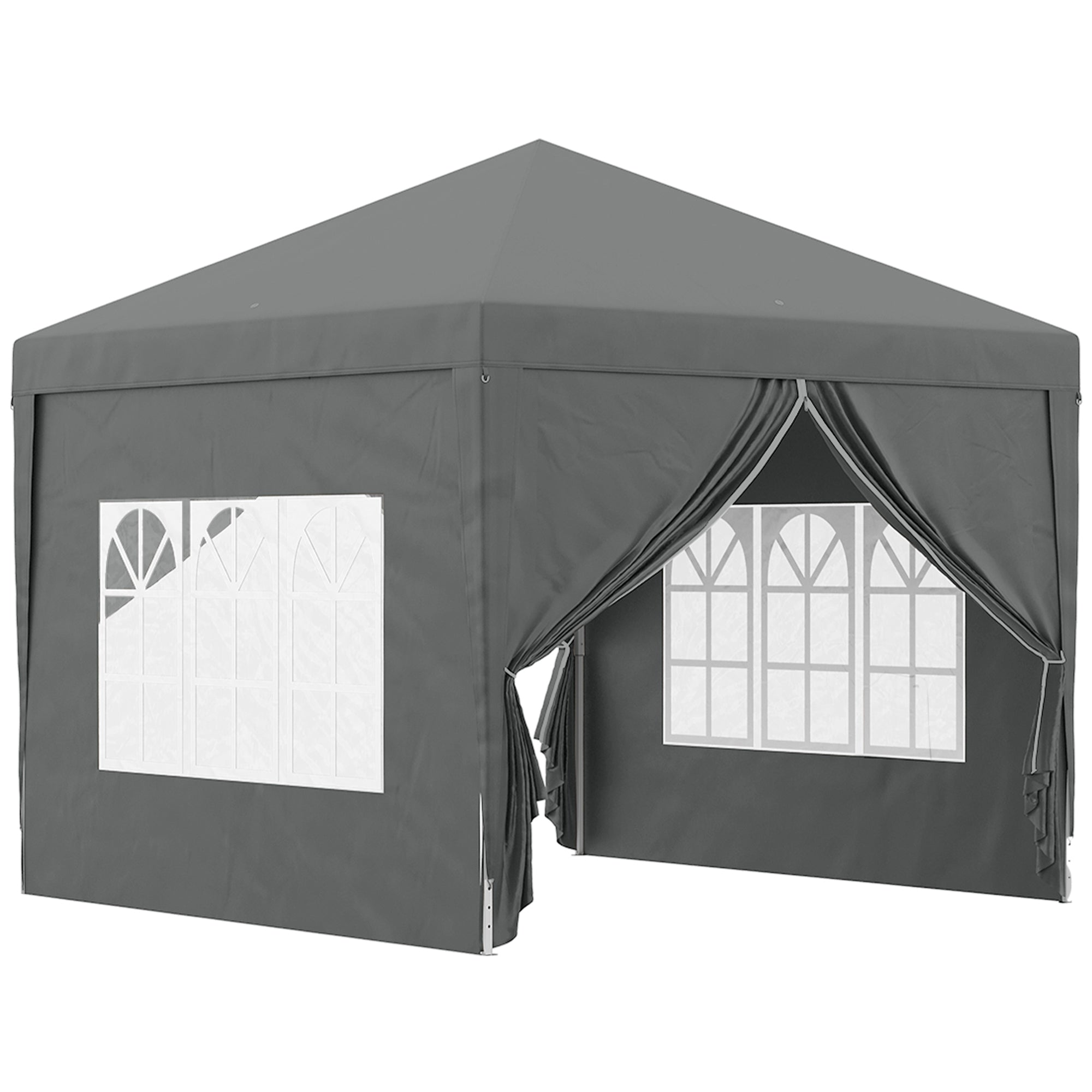 Gazebo Pieghevole da Esterno 3x3 m con 4 Pannelli Laterali Grigio