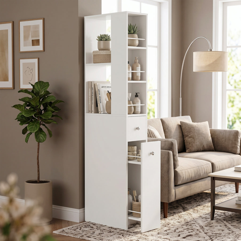 Mobile Bagno Alto Slim Bianco con 2 Cassetti