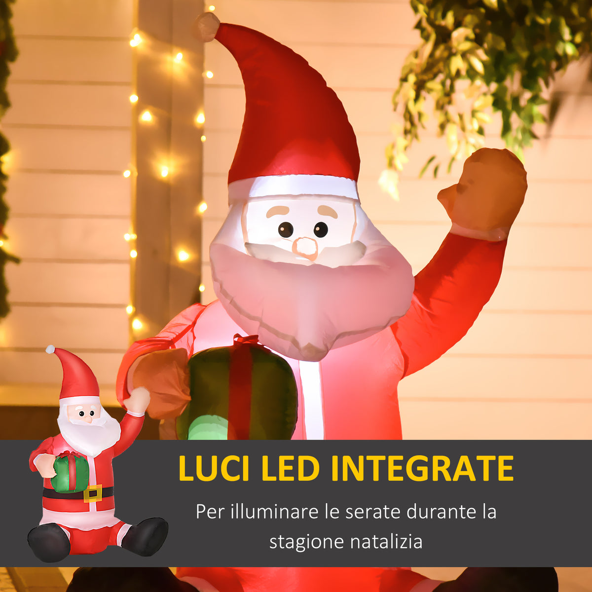 Babbo Natale Gonfiabile Impermeabile 120 cm con Luci LED