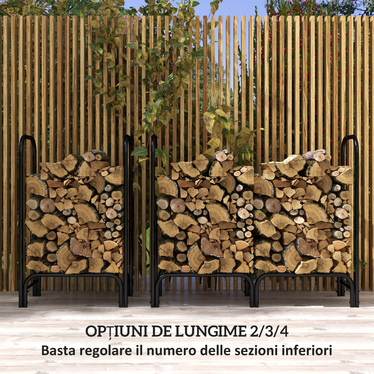 Portalegna in Metallo con Copertura e Telo 120 cm