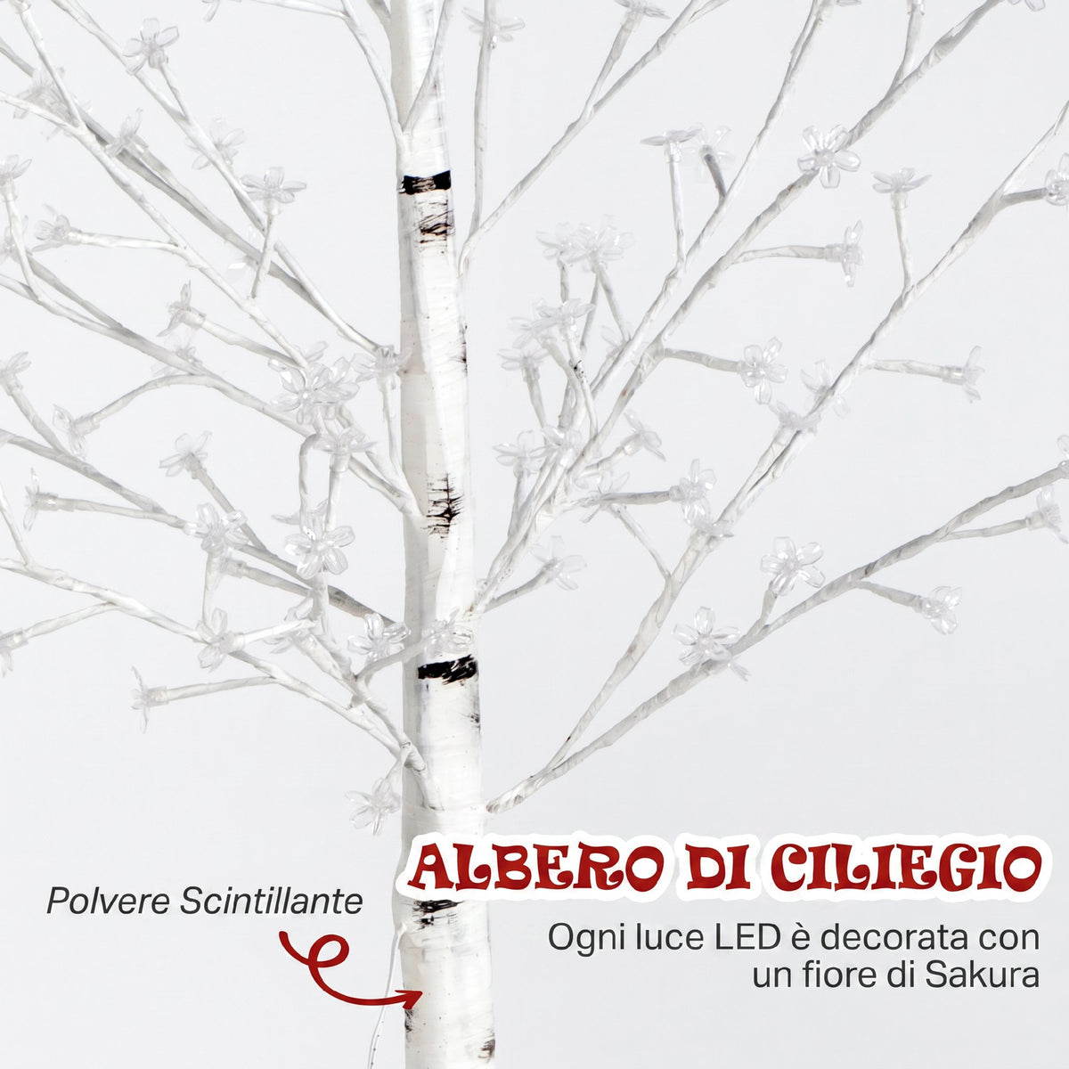 Albero di Ciliegio Artificiale 120 LED Bianco Caldo