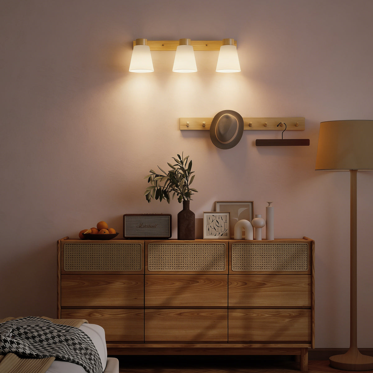 Lampadario da Soffitto 3 Punti Luce Color Legno